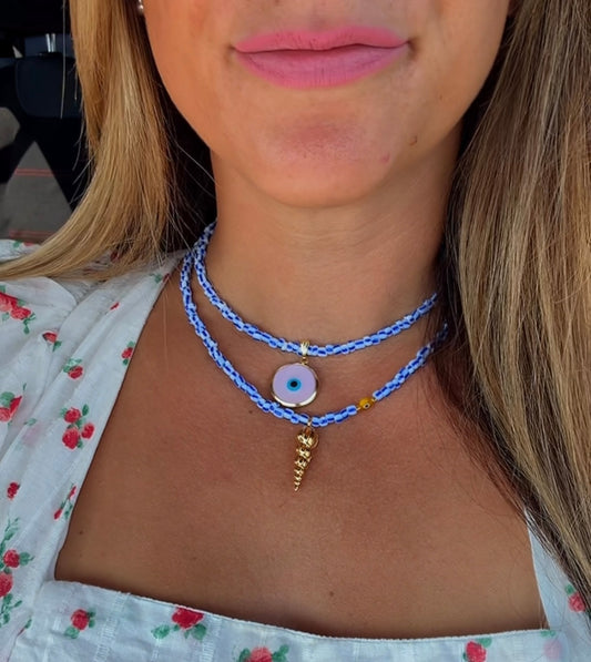 Glass Evil Eye Necklace & Chain