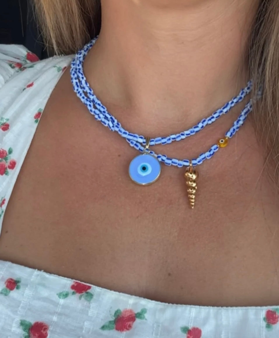 Glass Evil Eye Necklace & Chain