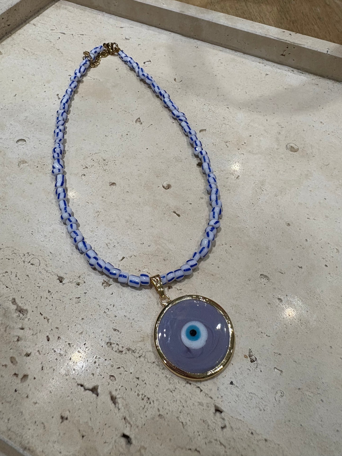 Glass Evil Eye Necklace & Chain
