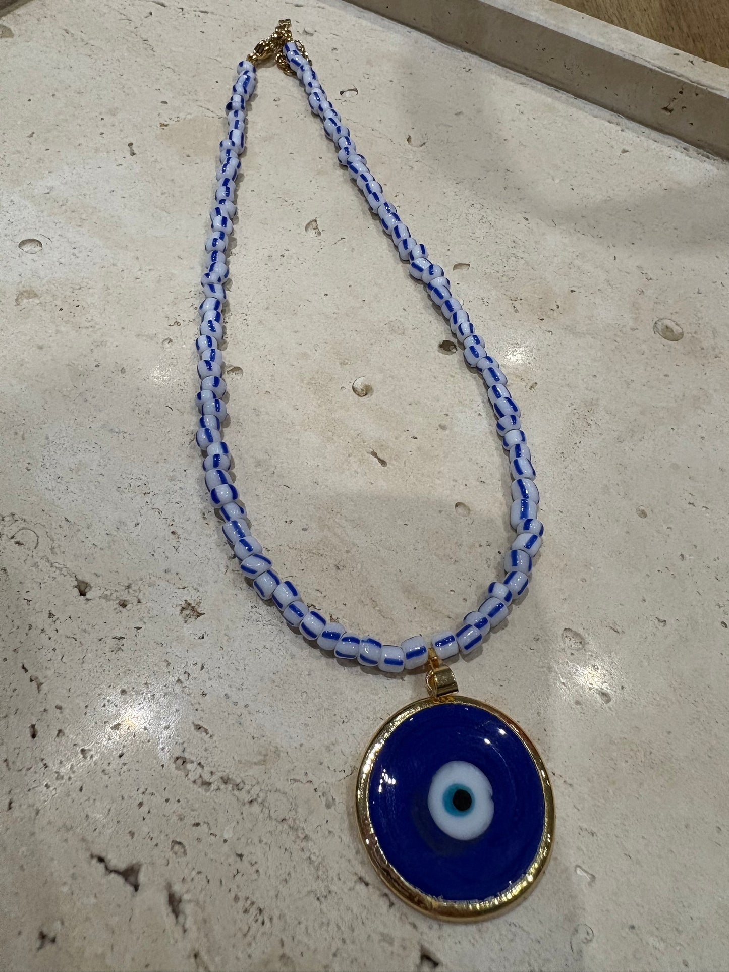 Glass Evil Eye Necklace & Chain