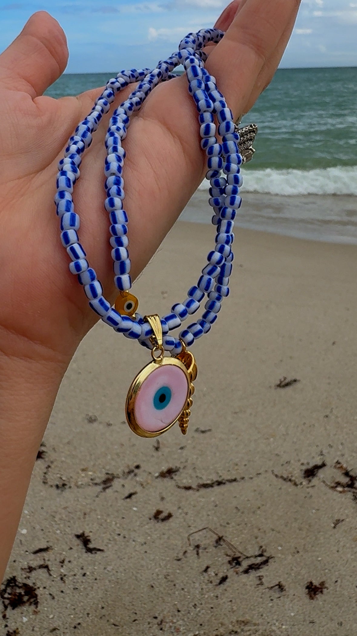 Glass Evil Eye Necklace & Chain