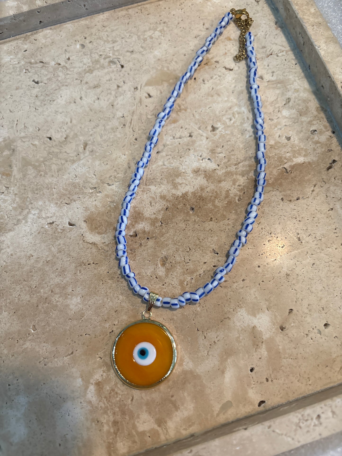 Glass Evil Eye Necklace & Chain