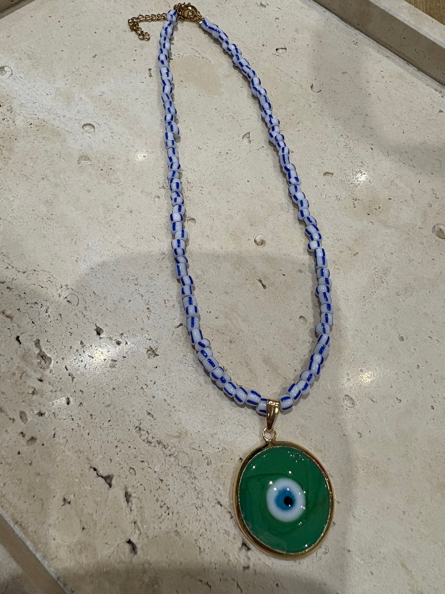 Glass Evil Eye Necklace & Chain